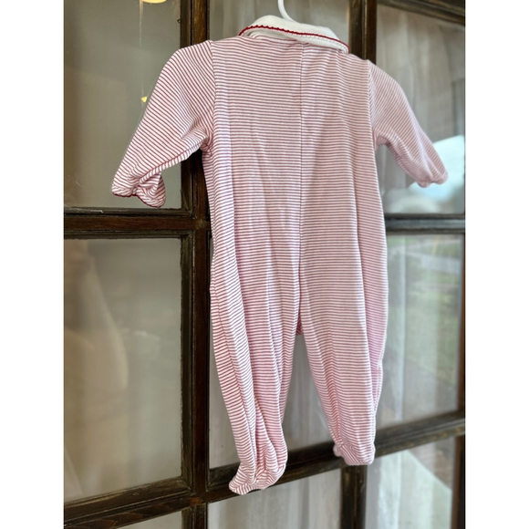 3-6m Parisian Bebe Red Striped Candy Cane Footie - Picture 4 of 4